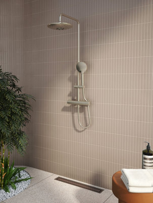 VitrA Aquaheat Bliss Brushed Nickel Round Complete Shower Set - 3
