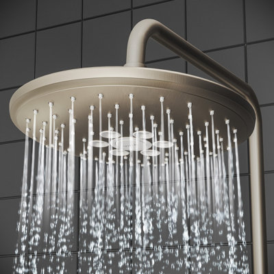 VitrA Aquaheat Bliss Brushed Nickel Round Complete Shower Set - 4