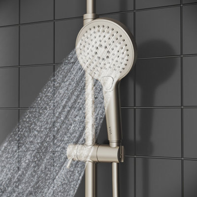 VitrA Aquaheat Bliss Brushed Nickel Round Complete Shower Set - 5