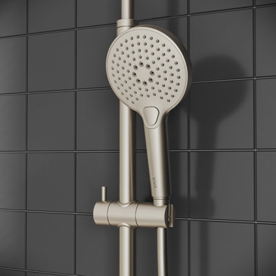 VitrA Aquaheat Bliss Brushed Nickel Round Complete Shower Set - 6