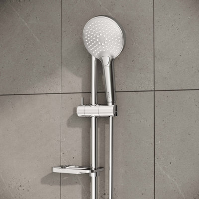 VitrA Bliss Chrome Round Handshower Riser Rail Set - 3