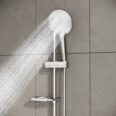 VitrA Bliss Chrome Round Handshower Riser Rail Set - 4