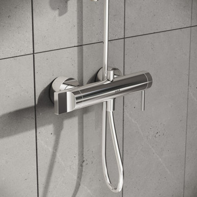 VitrA Bliss Chrome Round Handshower Riser Rail Set - 5