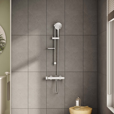 VitrA Bliss Chrome Round Handshower Riser Rail Set - 6