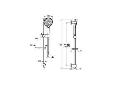 VitrA Bliss Matt Black Handshower Riser Rail Set - 3