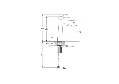 VitrA Flow Line Chrome Tall Basin Mixer for Bowls