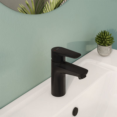 VitrA Flow Soft Matt Black Round Basin Mixer