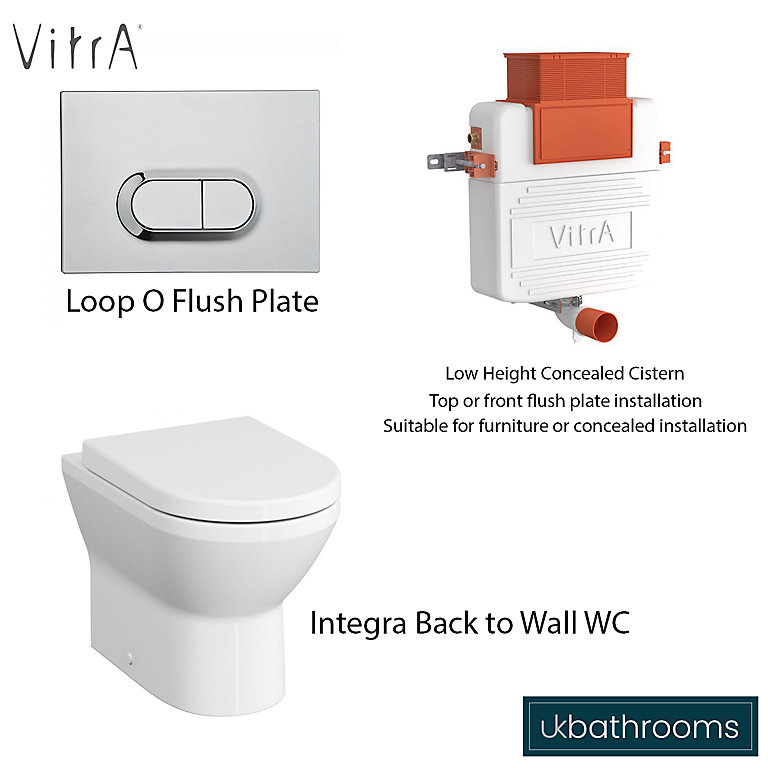 Vitra Integra Rimless Back To Wall Wc And Soft Close Seat Inc Concealed Cistern Flush Plate Diy At B Q