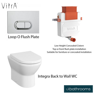 VitrA Integra Rimless Back to wall wc and soft close seat inc concealed cistern and flush plate