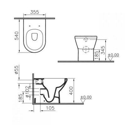 VitrA Integra Rimless Back to wall wc and soft close seat inc concealed cistern and flush plate