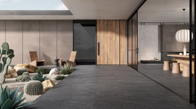 Vitra Quarz Anthracite Dark Grey Wall And Floor Porcelain Tiles 30cmx60cm - Sample Tile