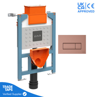 VitrA Reduced Height Cistern Frame with Loop Square Flush Plate - Soft Copper