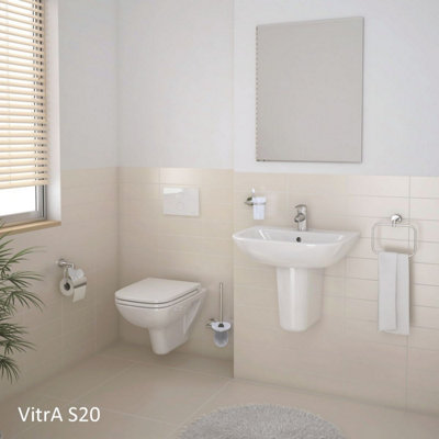 Vitra S20 500mm basin 1 tap hole and semi pedestal - 3