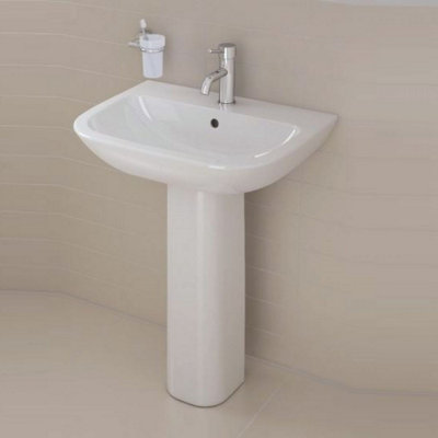 Vitra S20 600mm basin 1 tap hole and full pedestal