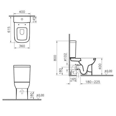 Vitra S20 Fully back to wall close coupled pan cistern and standard seat