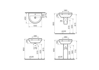 VitrA S50 wall-mounted basin 55cm