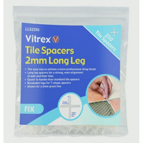 Vitrex Long Leg Tile Spacers White (2mm x 250)