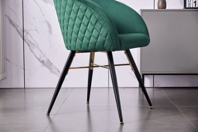 Vittorio Cosmo Walnut LUX Dining Set with 4 Green Velvet Chairs