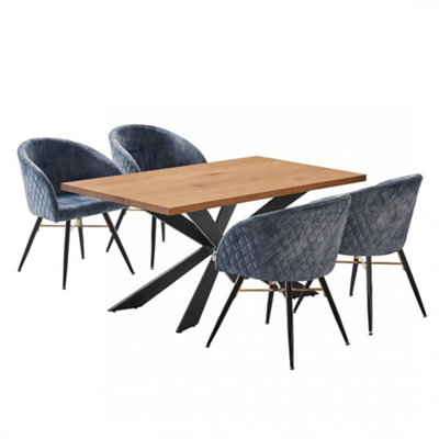 Vittorio Duke LUX Dining Set, a Table and Chairs Set of 4, Oak/Grey