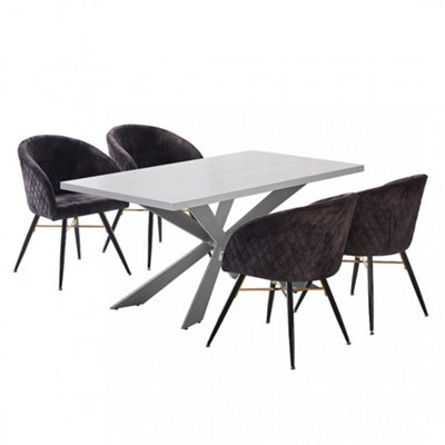 Vittorio Duke LUX Dining Set, a Table and Chairs Set of 4, White/Black