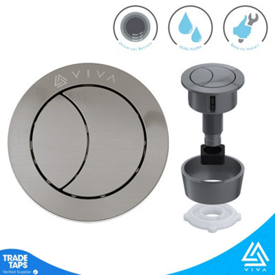 VIVA Brushed Nickel Toilet Push Button Dual Flush Cistern Universal ...