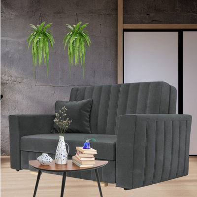 Viva Glam II 2 Seater Sofa Bed with Storage Modern Design Sinuous ...