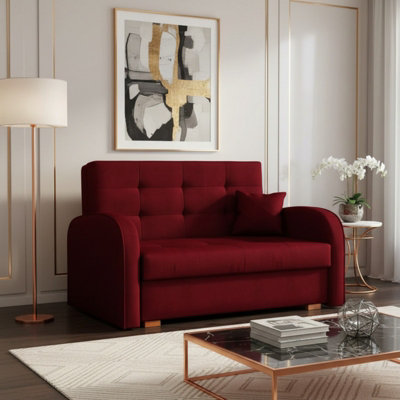 VIVA GOLD II Sofa Bed with Sinuous Spring Wooden Legs and Frame Storage ...