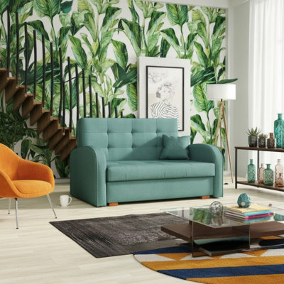 VIVA GOLD II Sofa Bed with Sinuous Spring Wooden Legs and Frame Storage ...