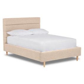 Viva Paneled Fabric Bed Bed Base Only 4FT Small Double- Opera Natural