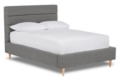 Viva Paneled Fabric Bed Bed Base Only 4FT Small Double- Opera Pebble