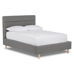 Viva Paneled Fabric Bed Bed Base Only 4FT Small Double- Opera Pebble