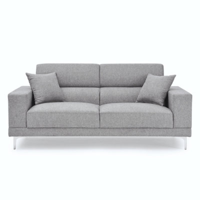 Viva Sofa, Grey Fabric Settee, 2 Seater, Living Room Furniture Set, Rectangular, Metal legs