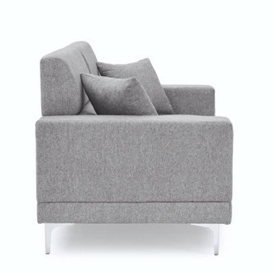 Viva Sofa, Grey Fabric Settee, 2 Seater, Living Room Furniture Set, Rectangular, Metal legs