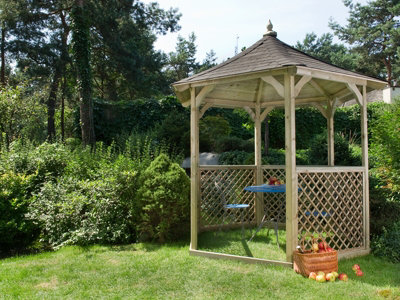 Vivaldi Large Gazebo with Trellis Infills - Pressure Treatet Timber - L314 x W314 x H315 cm