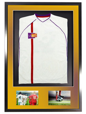 Vivarti DIY 3D Mounted + Double Aperture Sports Shirt Display Black Frame  59.4 x 84cm Gold Mount, Black Backing Card