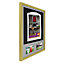 Vivarti DIY 3D Mounted + Double Aperture Sports Shirt Display Gold  Frame 50 x 70cm Silver Mount, Black Backing Card