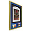 Vivarti DIY 3D Mounted + Double Aperture Sports Shirt Display Gold  Frame 59.4 x 84cm Blue Mount, Black Backing Card
