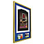 Vivarti DIY 3D Mounted + Double Aperture Sports Shirt Display Gold  Frame 59.4 x 84cm Blue Mount, White Backing Card