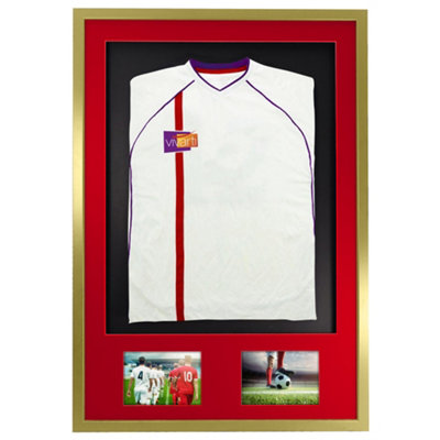 Vivarti DIY Volwassen 3D Gemonteerd Dubbel Diafragma Sportshirt Weergaveframe 61 X 915 Cm Zwart Frame Witte Montage Zwarte Rugkaart