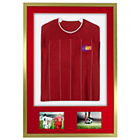 Vivarti DIY 3D Mounted + Double Aperture Sports Shirt Display Gold  Frame 61 x 91.5cm Red Mount, White Backing Card