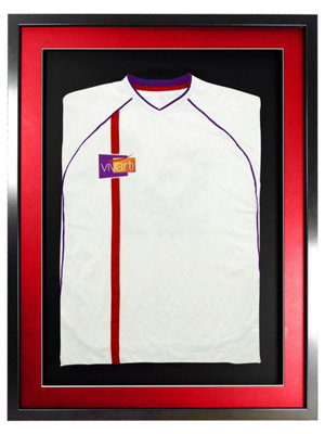 Vivarti DIY 3D Mounted Sports Shirt Display Black Frame 62 x 80cm Red Mount, Black Backing Card