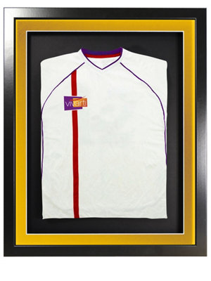 Vivarti DIY 3D Mounted Sports Shirt Display Black Frame with Colour Mounts  40 x 50cm Gold Mount, Black Backing Card