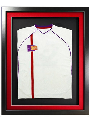 Vivarti DIY 3D Mounted Sports Shirt Display Black Frame with Colour Mounts  40 x 50cm Red Mount, Black Backing Card