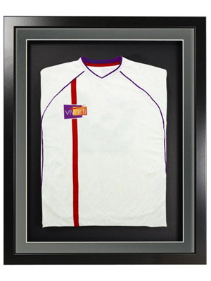 Vivarti DIY 3D Mounted Sports Shirt Display Black Frame with Colour Mounts  40 x 50cm Silver Mount, Black Backing Card