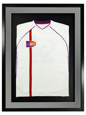 Vivarti DIY 3D Mounted Sports Shirt Display Black Frame with Colour Mounts 50 x 70cm Silver Mount, Black Backing Card