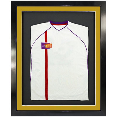 Vivarti DIY 3D Mounted Sports Shirt Display Gloss Black Frame with Colour Mounts  40 x 50cm Gold Mount, Black Backing Card