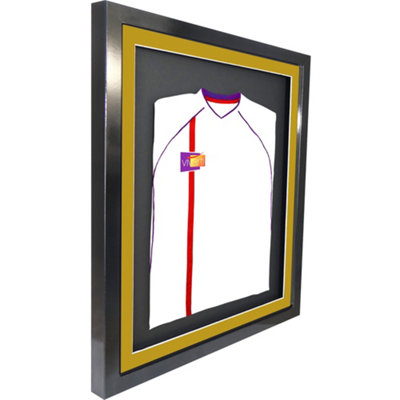 Vivarti DIY 3D Mounted Sports Shirt Display Gloss Black Frame with Colour Mounts  40 x 50cm Gold Mount, Black Backing Card