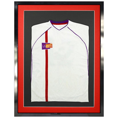 Vivarti DIY 3D Mounted Sports Shirt Display Gloss Black Frame with Colour Mounts 50 x 70cm Red Mount, Black Backing Card