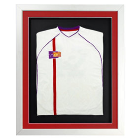 Vivarti DIY 3D Mounted Sports Shirt Display Gloss White Frame with Colour Mounts  40 x 50cm Red Mount, Black Backing Card