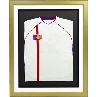 Vivarti DIY 3D Mounted Sports Shirt Display Gold Frame  40 x 50cm White Mount, Black Backing Card